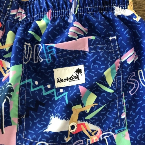 Boardies Medium Blue Surf Printed Lined Swim Shorts Trunks Tropical Sailboat M - Picture 3 of 5